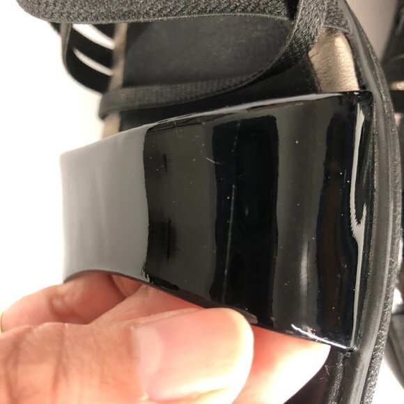 ECCO Black Patent Leather & Elastic Straps Sandals Sz‎ 40 - Picture 15 of 15